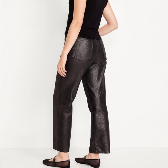 Old Navy black shine High-Waisted Shine OG Loose Jeans - Picture 8 of 13